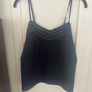 Anthropologie Navy Blue Embroidered Cami Top